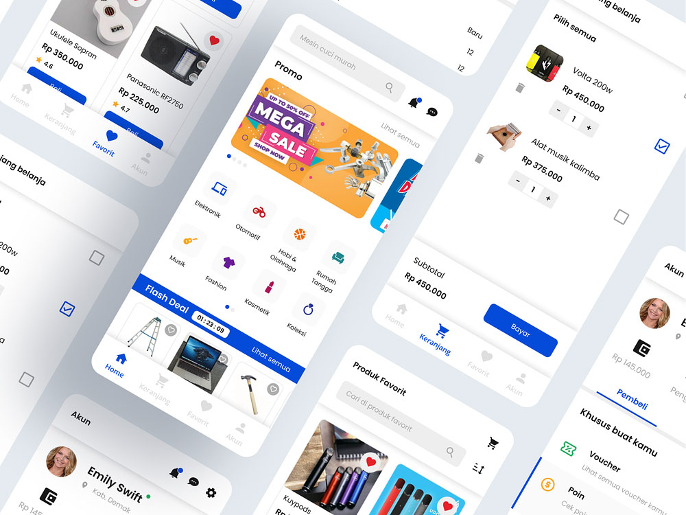 Blue Color Ecommerce Mobile App UI Design