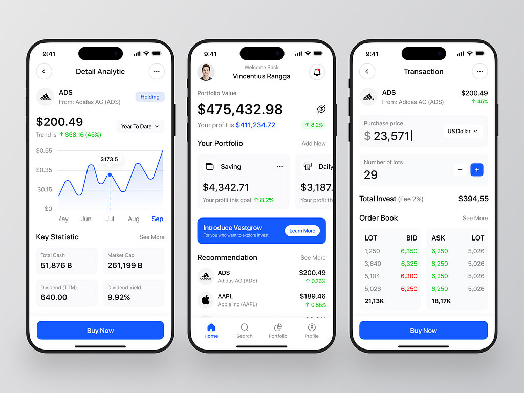 Blue UI Design Trading Mobile App