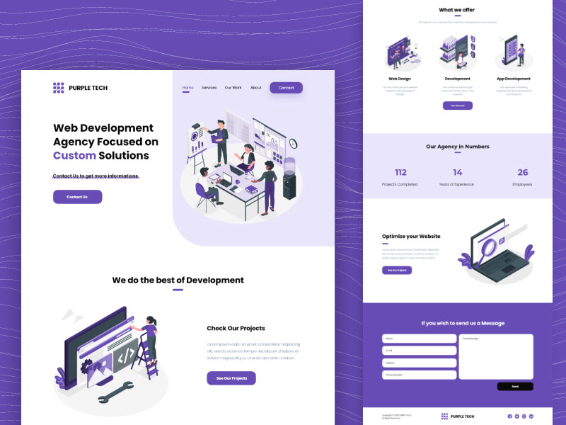 Purple Web UI Design for Website Development Company